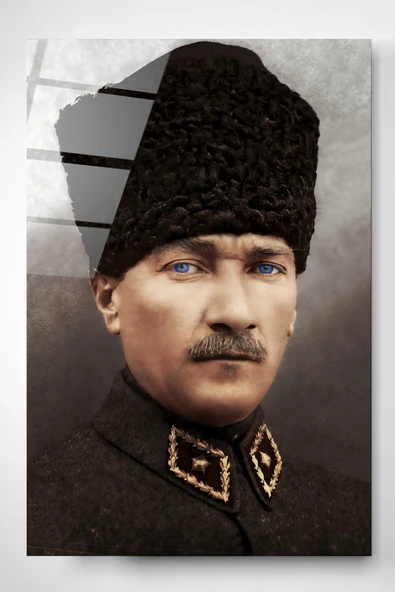 Dekoratif Atatürk Portresi - Yapay Zeka Tasarımlı Dekoratif Cam Tablo ürün görseli 1