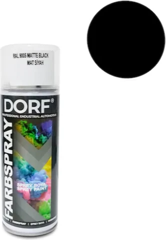 Dorf Mat Siyah Sprey Boya Siyah Vernikli Akrilik RAL9005 400 ml ürün görseli 1