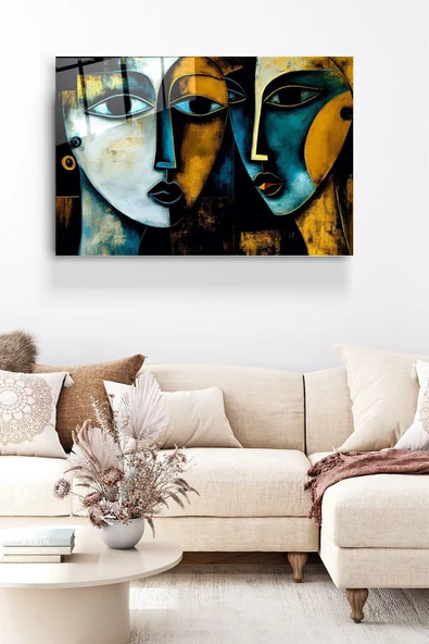 Cubism Art Cam Tablo, Dekoratif Cam Tablo ürün görseli 1