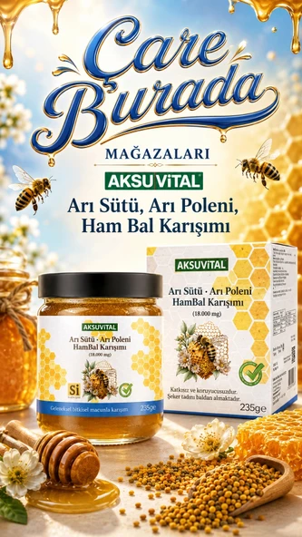 Aksuvital - Arı Sütü & Arı Poleni Ham Bal Karışımı 235 Gr (18.000 miligram) ürün görseli 1