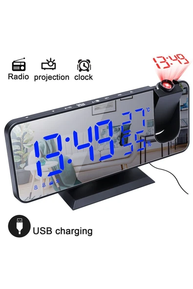 IntersTech MIIQ2 FM masa saati LED dijital Alarm saat elektronik erteleme saat USB uyandırma FM radyo zaman projektör ürün görseli 1