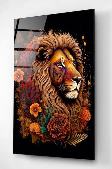 Lion Cam Tablo, Dekoratif Cam Tablo - Resim 4