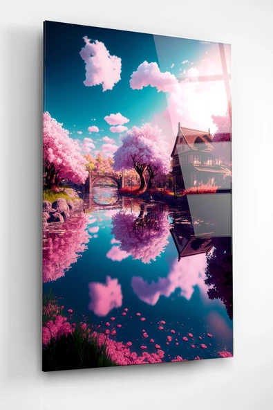 Pink Cam Tablo, Dekoratif Cam Tablo - Resim 3