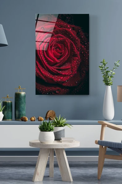 Rose Cam Tablo, Dekoratif Cam Tablo - Resim 4