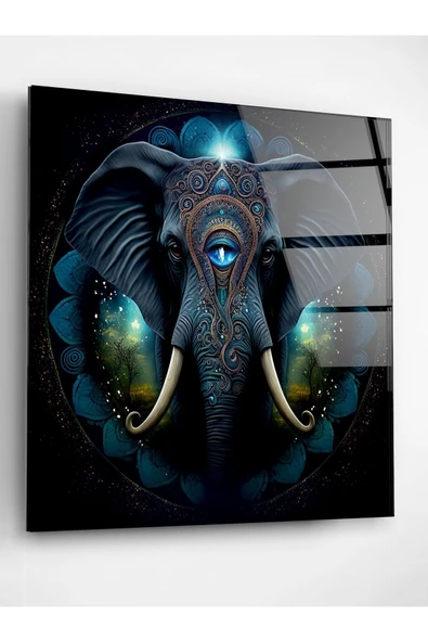 Elephant Cam Tablo, Dekoratif Cam Tablo - Resim 2
