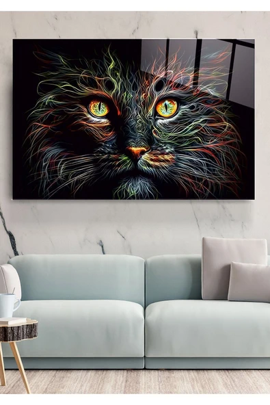 Kedi Cam Tablo, Dekoratif Cam Tablo ürün görseli 1