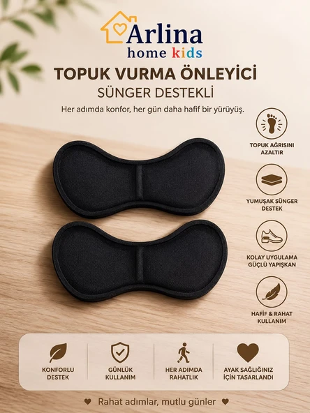 Topuk Vurma Önleyici Sünger Destekli Siyah ürün görseli 1