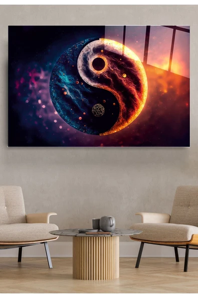 Yin Yang Cam Tablo, Dekoratif Cam Tablo ürün görseli 1
