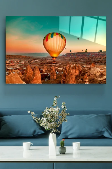 Kapadokya ve Balonlar Cam Tablo, Dekoratif Cam Tablo ürün görseli 1