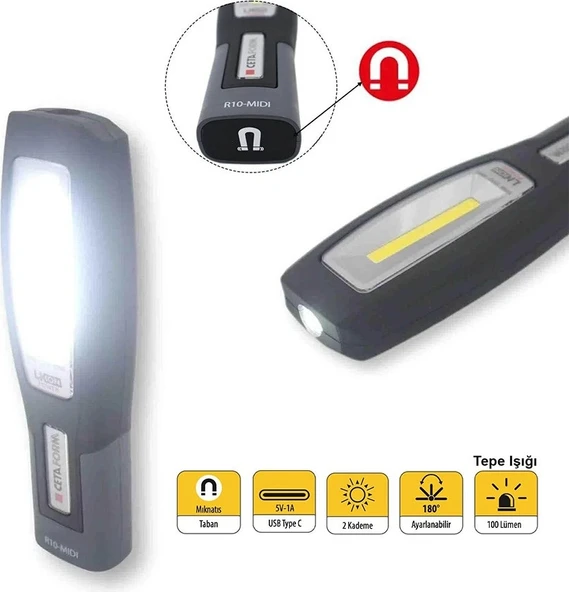 Ceta Form R10-MIDI Şarjlı LED Mini Çalışma Lambası - Resim 3