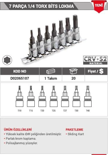 Dht 7 Parça 1/4 Torx Bits Lokma - Resim 2