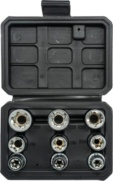 Dorf 1/2 E Torx Lokma Seti 9 Parça (E10-E24) Plastik Kutulu - Resim 2