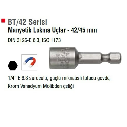 Ceta Form Bt/0542 Manyetik Lokma Ucu 5.5X42 Mm ürün görseli 1