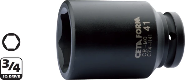 Ceta Form C74-H27 27Mm 3/4” 6 Köşe Derin Havalı Lokma Anahtar ürün görseli 1