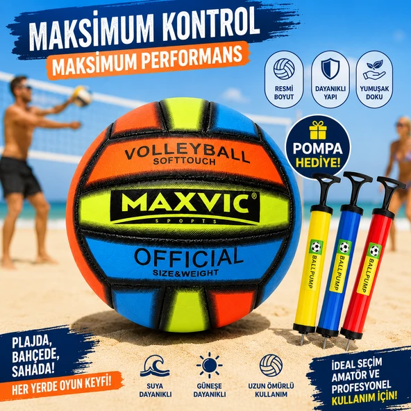 Official Soft Touch Voleybol Topu + Pompa Hediyeli Resmi Boyut ve Ağırlık Dayanıklı Dikişli Voleybol Topu ürün görseli 1