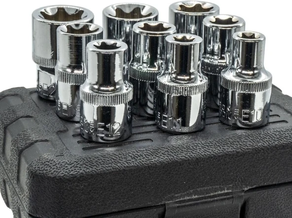 Dorf 1/2 E Torx Lokma Seti 9 Parça (E10-E24) Plastik Kutulu - Resim 4