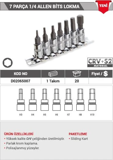Dht 7 Parça 1/4 Allen Bits Lokma - Resim 2