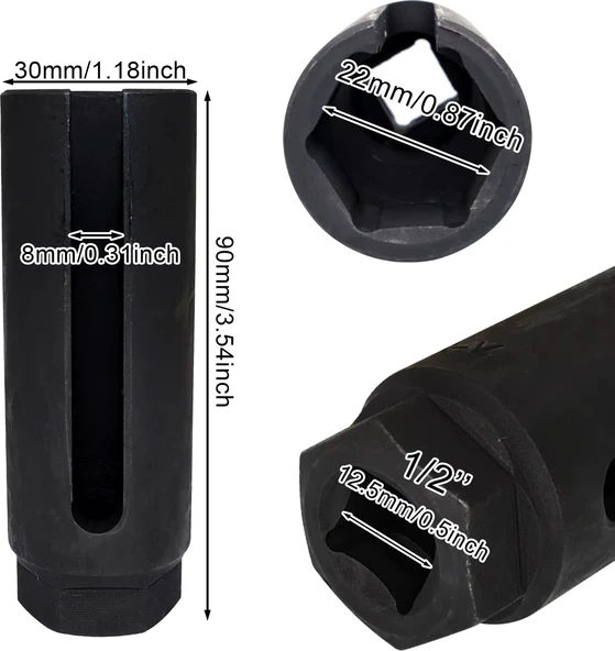 Dorf 1/2 Oksijen Sensör Seti Havalı 22MM Lambda Sensör Sökme Uzunluk 91MM - Resim 3