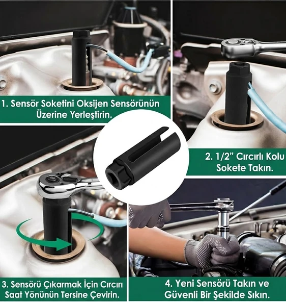 Dorf 1/2 Oksijen Sensör Seti Havalı 22MM Lambda Sensör Sökme Uzunluk 91MM - Resim 2
