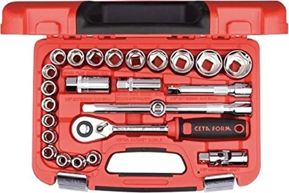 Ceta Form C20-25PH2 1/2" Lokma Anahtar Setleri 25 Parça 1/2”6 Köşe Lokma Takımı + Plastik Çanta ürün görseli 1