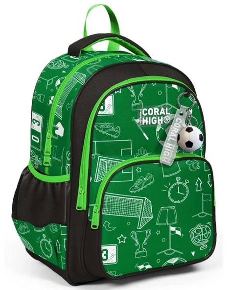 Coral High Yeşil Futbol Desenli Üç Bölmeli Okul Sırt Çantası 33247 ürün görseli 1