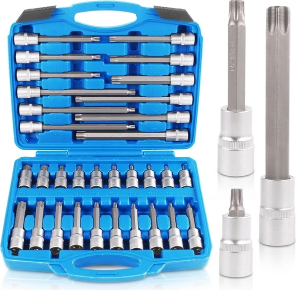Dorf Tools 32 Parça Ekstra Uzun - Uzun -Kısa Torx Lokmalı Bits Seti Çantalı ürün görseli 1