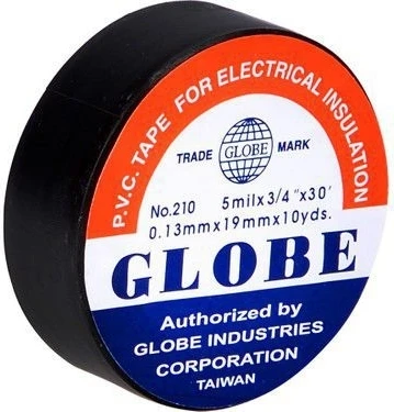 Globe İzole Bant 19 mm Siyah Yüksek Yapışkanlık Özelliği ile Dayanıklı PVC Malzeme ürün görseli 1