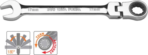 Ceta Form B06-17 17 mm C-Gear Cırcırlı Kombine Anahtar Mafsallı ürün görseli 1