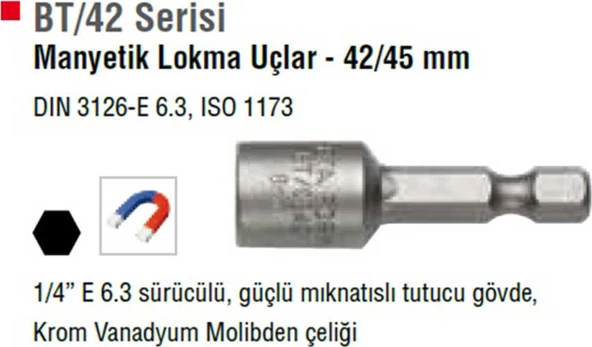 Ceta Form BT/0842 8 mm Manyetik Somun Tutucu Lokma ürün görseli 1