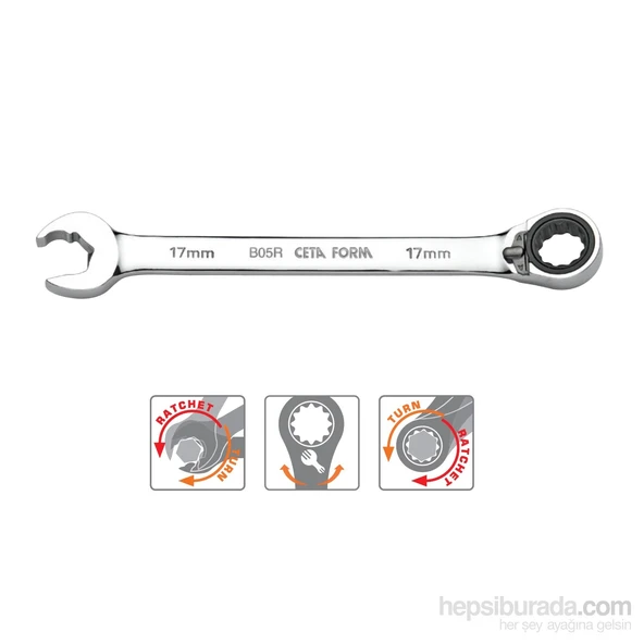 Ceta Form B05r-15 15 Mm C-Gear Cırcırlı Kombine Anahtar Özel Ağız ürün görseli 1