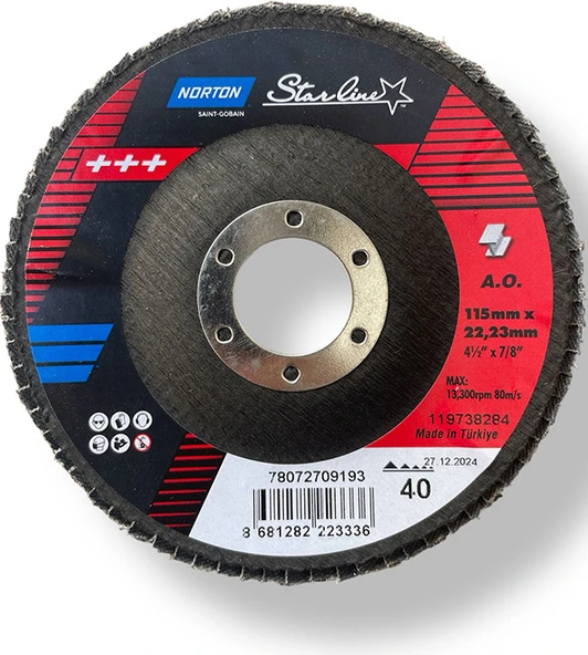 Norton Clıpper Fld Fdtf 115X22 Nor P40KUM Starlıne Flap Disk 10-Adet ürün görseli 1
