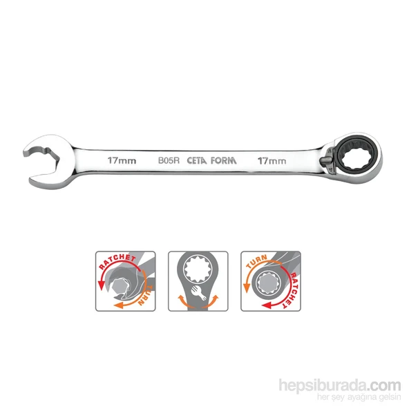 Ceta Form B05r-19 19 Mm C-Gear Cırcırlı Kombine Anahtar Özel Ağız ürün görseli 1