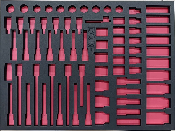Dorf Takım Arabası Içi Düzenleyici Boş Eva Organizer Havalı, Torx Uzun ve Twist Lokmalar Için 72 Adet Bölmeli Sünger 55,5cm x 41 cm ürün görseli 1