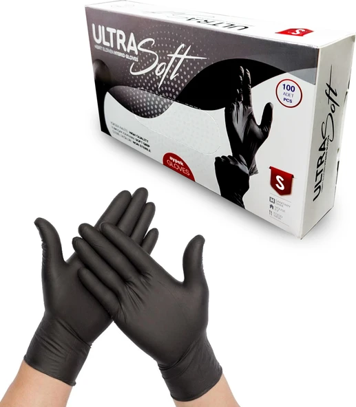 Aypek Hibrit Nitril Siyah Eldiven Pudrasız 100 Adet Ultra Soft Beden Seçenekli ürün görseli 1