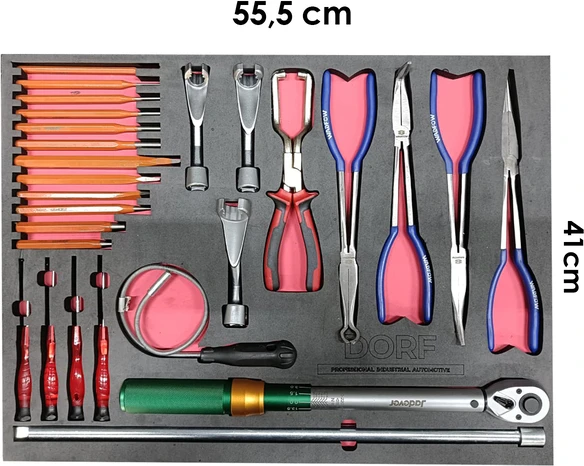 Dorf 27 Parça Tork Kolu Keski ve Pense Eva Seti Takım Arabası Eva Içeriği 55CM x 41CM ürün görseli 1