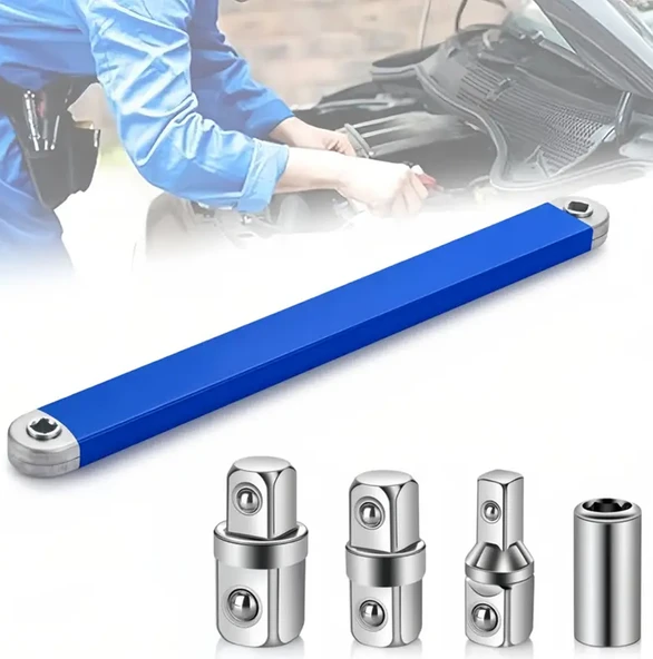 Dorf Cırcır Kolu Anahtar Kolu Değişken Kafalı Uzatma Kolu 3/8 - 1/4- 1/2 - 1/4 Bits Tutucu ürün görseli 1