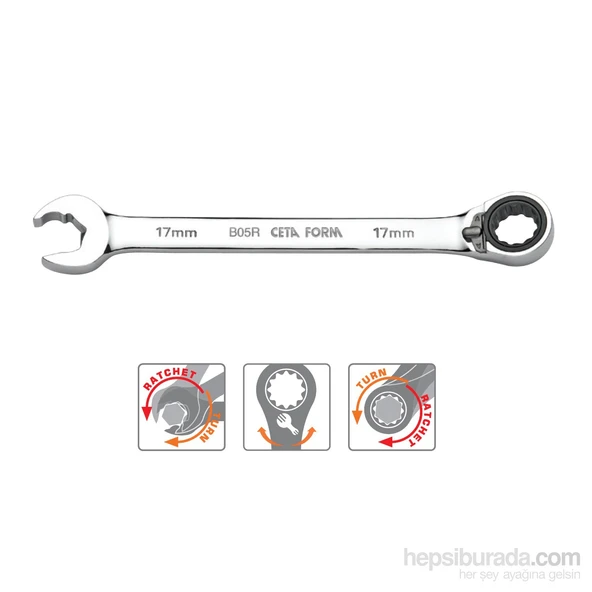 Ceta Form B05r-16 16 Mm C-Gear Cırcırlı Kombine Anahtar Özel Ağız ürün görseli 1