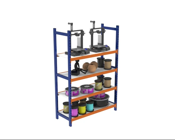 4 Katlı Ahşap Raflı İçten Oturmalı Hafif Rack - 3D Yazıcı Rafı, Depo Rafı  60x90 cm 200 cm ürün görseli 1