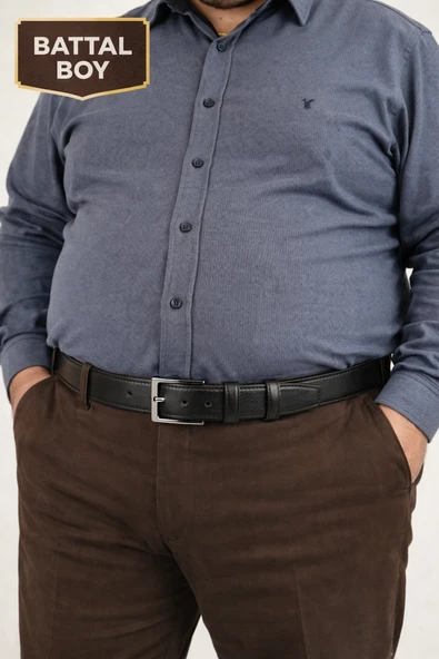 Parscraft Battal Boy / Büyük Beden / Uzun Boy XXL 3,5 cm Klasik Erkek Hakiki Deri Kemer ürün görseli 1