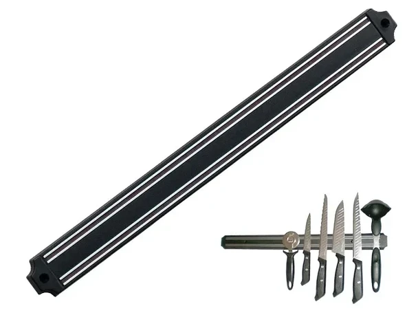 Mutfak Duvarına Monte Mıknatıslı Geniş Bıçak Tutucu Stand - 55 Cm - Siyah - Paslanmaz Çelik ürün görseli 1