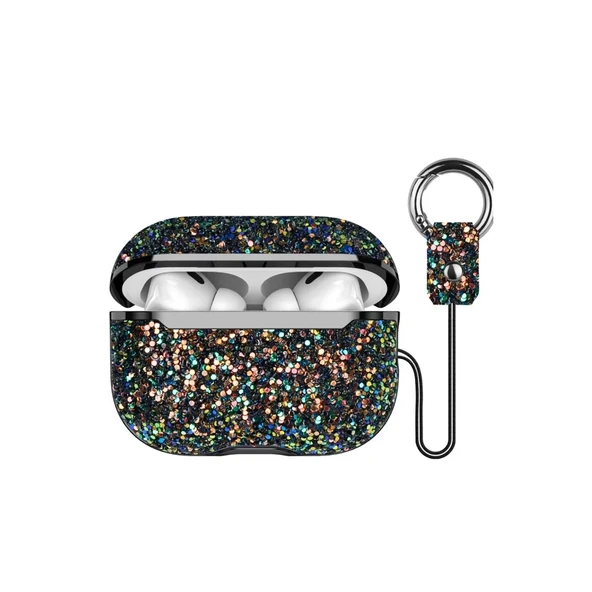 Onegif Apple Airpods 2 (2.nesil) Bright Simli Airpods Kapak - Siyah ürün görseli 1
