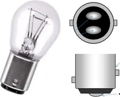 Zembil 12V P21/5W Çift Duy Çapraz (Şaşı) Tırnak Standart Ampul BAY15D (2 Adet) ürün görseli 1