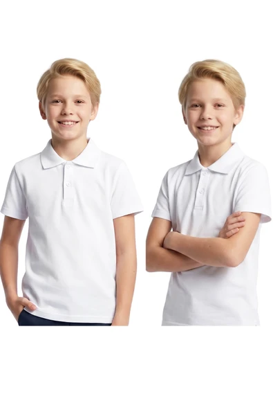 2'li T-Shirt -%100 Pamuk Ve Okul Tarz- Erkek Çocuk 5-16 Yaş 12725AT ürün görseli 1