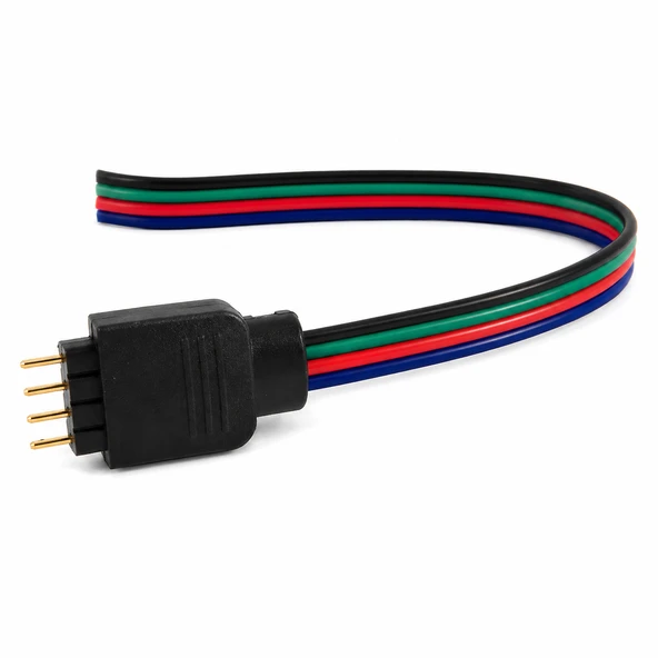 4 Pin Erkek RGB LED Soketli Kablo 10cm Lehimsiz Bağlantı Kablosu RGB LED Şerit Uyumlu 12V 24V ürün görseli 1