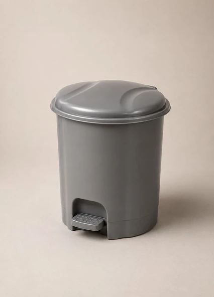 Gri Pedallı Çöp Kovası 6 L - İçi Kovalı Küçük Boy Banyo, Tuvalet ve Ofis Tipi Modern Çöp Kutusu ürün görseli 1