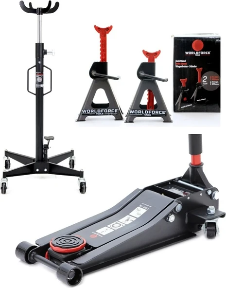 Worldforce 3 Ton Kriko ve 500 kg Ton Şanzıman Kriko ve 2 Ton Sehpa Set ürün görseli 1