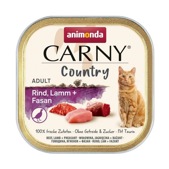 Carny Country Sığırlı, Kuzulu ve Sülünlü Yetişkin Kedi Konservesi 100 GR ürün görseli 1