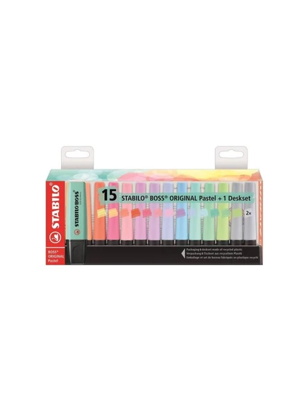 STABILO BOSS FOSFORLU KALEM 15 LI PASTEL RENK 7015 ürün görseli 1