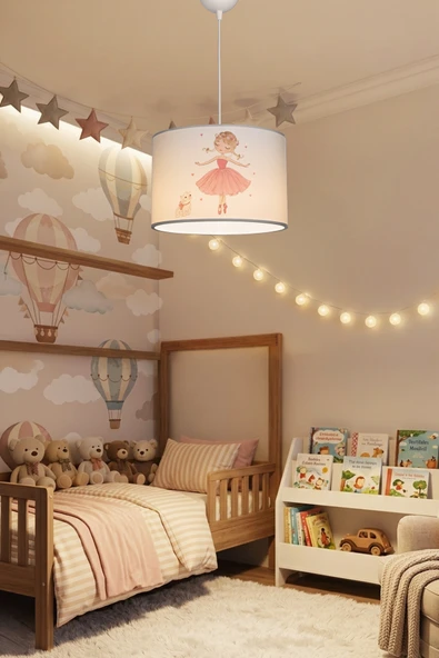 KİDS BALLERINA ÇOCUK BEBEK ODASI AVİZESİ - RENKLİ FİGÜRLÜ MODERN TASARIMLI TAVAN AYDINLATMASI ürün görseli 1