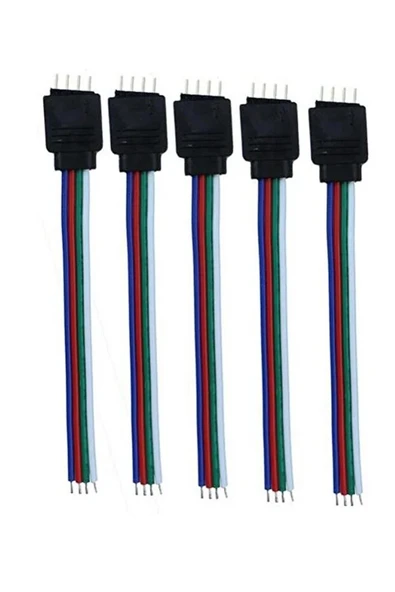 5'li Set 4 Pin Erkek RGB LED Soketli Kablo 10cm Lehimsiz Bağlantı Kablosu RGB LED Şerit Uyumlu 12V 24V ürün görseli 1